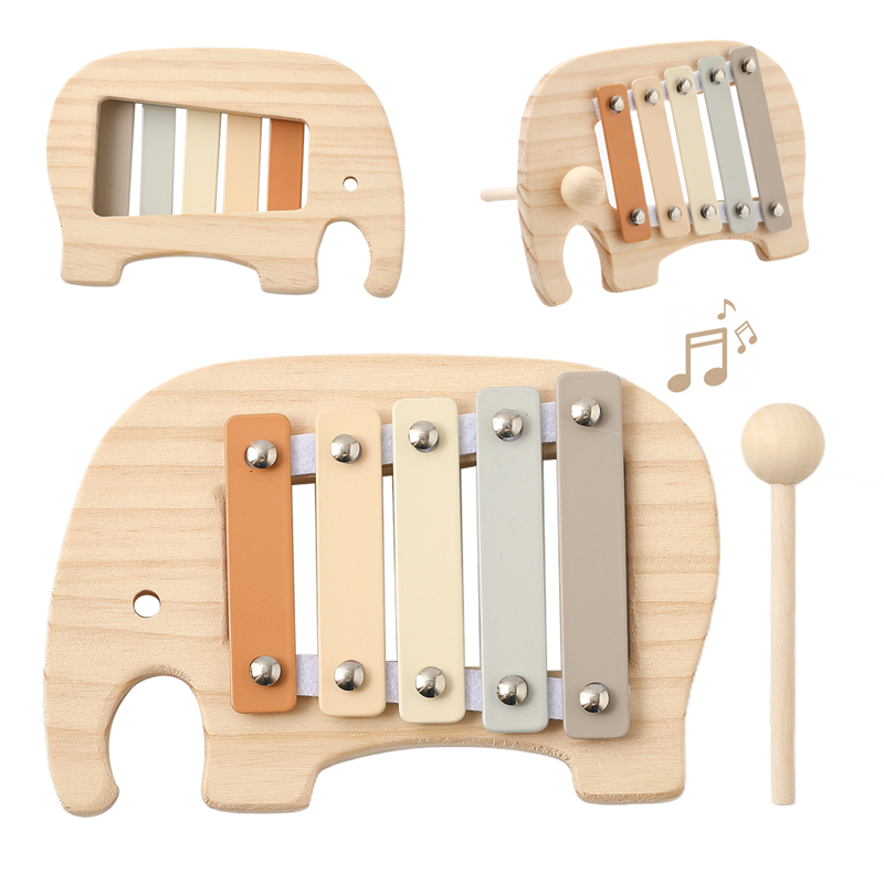 Musical Instrument Xylophone - Baby Montessori Toy Cartoon Elephant Percussion