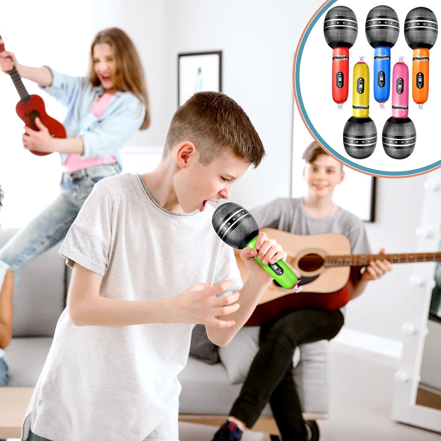 4pcs Inflatable Microphones Ra - Musical Instrument You Blow Into recension och pris